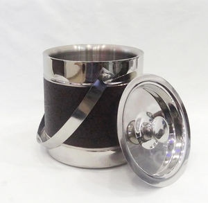 Seau à Glace Fantaisie en Acier Inoxydable Brillant à Double Paroi Insulé Style Unique Noir Texture Antique Seau à Glace de Haute Qualité - Product Image 2