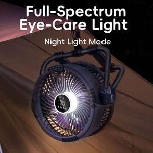 مروحة تخييم حديثة 2026 من مادة ABS مع إضاءة LED وبنك طاقة، مروحة خارجية ذكية قابلة لإعادة الشحن مع تحكم في السرعة عبر التطبيق - Product Image 4