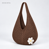 Sac fourre-tout tricoté personnalisé, faible MOQ, unisexe, design uni vierge, logo personnalisé pris en charge, vente en gros directe usine