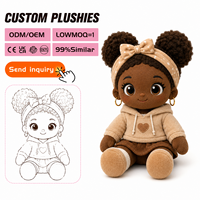 Poupées en tissu africaines personnalisées OEM ODM, poupées en peluche noires en coton, peluches africaines en gros