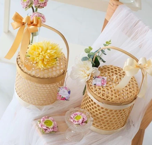 Caja de regalo trenzada de bambú hecha a mano de alta calidad con tapa hermosa decoración tejida para bodas y regalos CAJA DE REGALOS - Product Image 3