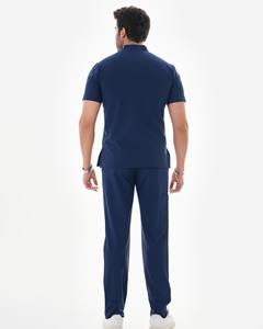Ensemble de blouses et pantalons en coton et polyester tissé à taille élastique, uniformes médicaux sur mesure de haute qualité pour hommes - Product Image 2