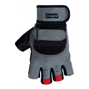 Guantes de Gimnasio de Medio Dedo con Índice, Material PU, Correa de Muñeca Ajustable, para Levantamiento de Pesas, Unisex, Gris, Rojo, Negro - Product Image 3
