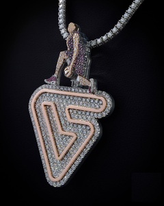 จี้เพชรโมอิสเพชรที่ได้รับการรับรองจาก GIA 925สไตล์ฮิปฮอปสีเงิน VVS เครื่องประดับชั้นดีจี้โซ่สำหรับผู้ชาย - Product Image 1