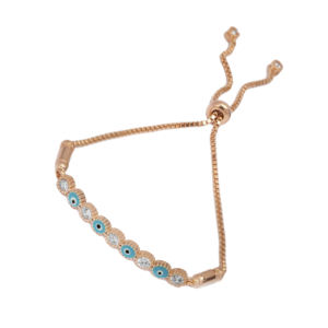 Piedra redonda CZ turquesa esmalte ojo diseño pulsera ajustable venta al por mayor 925 joyería de plata esterlina - Product Image 5