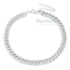 BUEBELLA JEWELS 14K plaqué or 925 bijoux en argent Sterling Moissanite 10mm glacé Hip Hop Style Miami cubain lien chaîne pour les femmes - Product Image 3