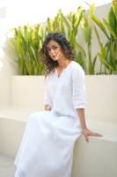 Longue robe Maxi en lin blanc robe longueur cheville doublée de coton Maxi avec poches robe de lin ample pour les femmes grande taille vêtements