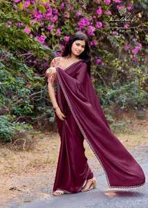 Mono satin avec swarovski et chemisier Satin saree party wear saree GlimmerSilk Elegance SatinSpark Royale Shimmer collection - Product Image 6