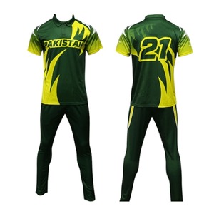 Alta calidad nuevo diseño de poliéster verde impresión logo manga corta deportes logo Polo negro personalizado Cricket Jersey - Product Image 1