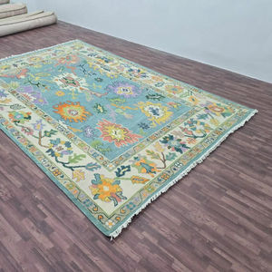 Tapis Oushak en laine fait main, design moderne, écologique, antidérapant, poils moyens, tailles 5x8 et 12x14, personnalisable, pour la maison et les pique-niques - Product Image 1