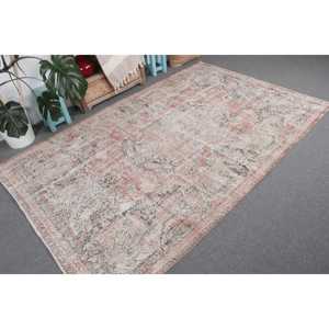 5.4x8.4 ft Vintage Rug, Turkish Rug, <b>Red</b> Camouflage <b>Wool</b> Rug - Product Image 4