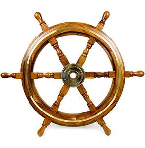 Timón de Barco de Madera Estilo Náutico |   Acabado Hecho a Mano de Buena Calidad |   Suministro Directo de Fábrica al por Mayor - Product Image 1