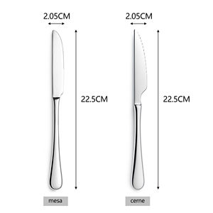 Couteaux à steak Manemi en acier inoxydable 22,5 x 2,05 cm, poli miroir, compatibles lave-vaisselle, vaisselle de luxe moderne - Product Image 4