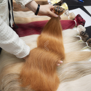 Extensiones de cabello humano Trama de máquina Russisch Haar Paquetes de cabello vietnamita crudo doble dibujado Trama Jengibre Naranja - Product Image 1