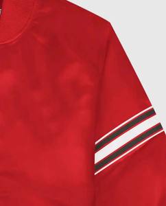 High Quality <b>Silk</b> Satin Varsity Jacket For Men New Arrival Customized <b>Red</b> Button Outdoor Fashion Jacket For Men - Product Image 6