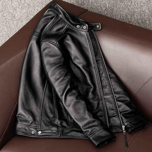 Chaquetas de cuero de vaca de piel de oveja auténtica para hombre de alta calidad, chaqueta de cuero personalizada para hombre - Product Image 3