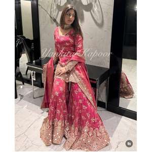 Nouvelle collection de costume Sharara avec dupatta lourd en soie d'été pour mariage et soirée, qualité supérieure, look de créateur, qualité d'exportation - Product Image 1