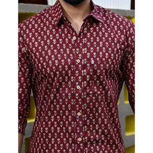 เสื้อเชิ้ตผู้ชายพิมพ์ลายลำลอง ผ้าฝ้าย 100% แขนยาว ลายดอกไม้ ลายจุด ระบายอากาศได้ดี ผ้าป๊อปลิน/อ๊อกซ์ฟอร์ด/ผ้าทอ ไซส์ XL ODM - Product Image 2