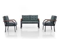 Ensemble de chaises de balcon démontables KUGU Ceyhan Mini Modern Turkish 4 pièces en fer et bois, mobilier d'extérieur pour hôtel