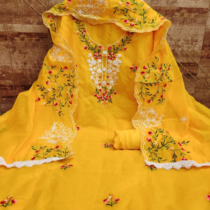 white christmas dresses Cotton Kusum Neck work Bandhani Dress Material – Ethenika.com main image 0