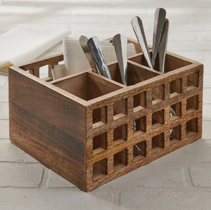 Vente en gros de caddie en bois avec séparateurs robustes pour table cuisine fête couverts organisateur de table à bas prix - Product Image 6