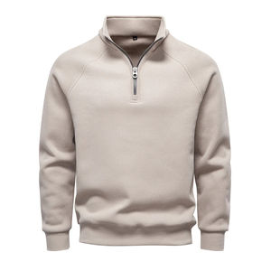 Sweat-shirt pull-over pour hommes Pull thermique d'hiver à capuche avec fermeture éclair et haut en coton ajusté pour l'automne - Product Image 5