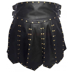 กระโปรงพับหนังแฟชั่นสำหรับผู้ชายกระโปรงสั้นดีไซน์แบบ OEM ใส่สบายมีหลายขนาดอุปกรณ์เครื่องดนตรี - Product Image 1