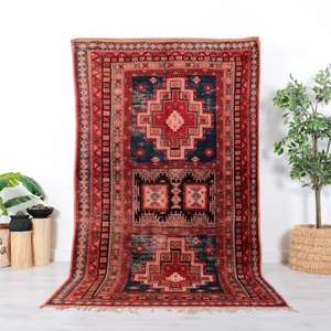 พรมโมร็อกโกแท้ ทำมือจากขนสัตว์ ลายเบอร์เบอร์แบบดั้งเดิม สไตล์วินเทจและโมเดิร์น สำหรับตกแต่งบ้าน - Product Image 1