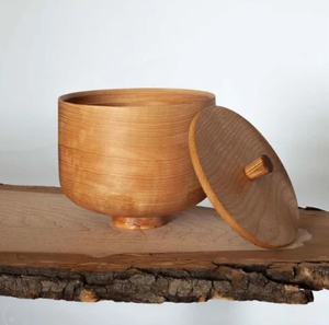 Vente en gros Urne funéraire ronde moderne en bois fabriquée à la main avec couvercle finition naturelle souvenir commémoratif pour animal de compagnie ou humain du Vietnam - Product Image 2