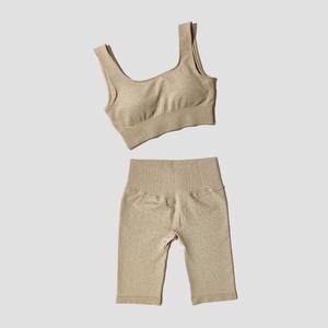 2PCS Women Yoga Set Workout Sports Bra Set Sportswear Gym Clothing Fitness <b>Long</b> <b>Sleeve</b> <b>Crop</b> Top High Waist Shorts Sports Suits - Product Image 1