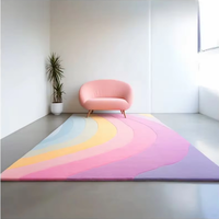 Tapis en laine fait main, design abstrait moderne arc-en-ciel pastel, à poils longs, 4x6 9x12 pieds, anti-bactérien, antidérapant, pour la maison, le bureau, le salon