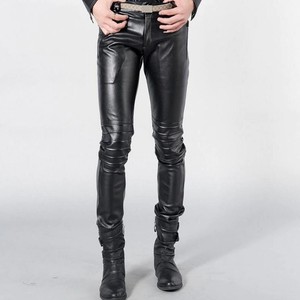 Nouveau pantalon pour hommes noir coupe ajustée personnalisé 100% cuir de mouton souple de haute qualité Style décontracté taille moyenne lavage foncé Service OEM disponible - Product Image 3