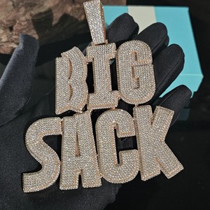 จี้เพชรโมอิสซาไนต์ทรงโบราณ ชุบทองคำแท้ เงินแท้ 925 สลักอักษรตามสั่ง สไตล์ฮิปฮอป สำหรับผู้ชาย ราคาประหยัด - Product Image 1