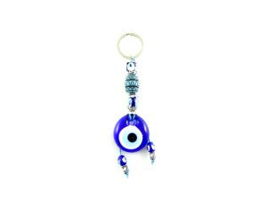 DAFNI BIG PAZAR Porte-clés mousqueton avec perle œil porte-bonheur - Forme 3D en métal tendance avec embouts émaillés uniques et impression en relief - Product Image 4