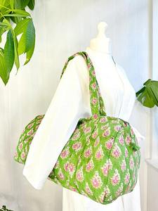 กระเป๋าผ้านวมสไตล์วินเทจโบโฮสำหรับผู้หญิงกระเป๋าเดินทางผ้าคอตตอนพิมพ์ลายคุณภาพใช้งานทุกวันโลโก้ตามสั่ง - Product Image 5