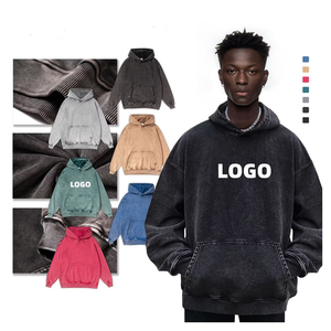 Amriss Sweat à capuche en molleton délavé pour homme, style streetwear urbain, coupe personnalisée, ample, fournisseur en gros - Product Image 2
