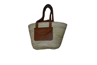 Sac à main en paille de style vintage à ouverture ouverte avec deux poignées, design élégant Moroccansoul, pour femmes, fabriqué au Maroc