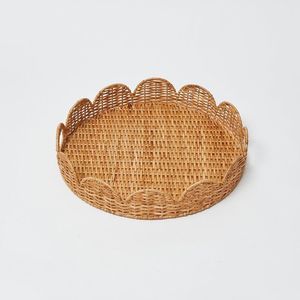 3 Pcs Set Plateau de Service Vintage en Osier Tressé Plateau de Service aux Fruits d'Eau Plateau de Service en Rotin Tissé Vente Chaude d'Inde - Product Image 6