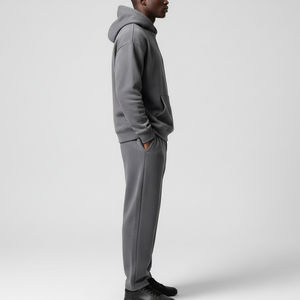 OEM ชุดวอร์มผ้าคอตตอนแบบสวมหัว, ชุดเสื้อผ้า2ชิ้นโอเวอร์ไซส์ทรงหลวมพิมพ์ลายสกรีน - Product Image 5