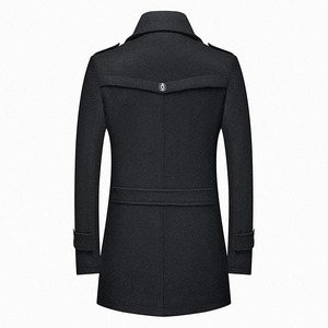 Gabardina para hombre 2025, chaqueta de lana con muescas y doble botonadura, abrigo ajustado para otoño e invierno, abrigos de guisante peludos, abrigo cálido para Otoño e Invierno - Product Image 2