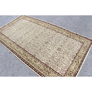 พรมวินเทจตุรกี ขนาด 4.3x7.9 ฟุต (131x242 ซม.) พรมขนสัตว์สีน้ำตาล - Product Image 4