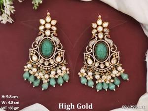 Kundan <b>Jewellery</b> India High <b>Gold</b> Polish Designer Beautiful Fancy Style Kundan Earring <b>Set</b> - Product Image 3