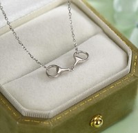 Collar de Plata de Ley 925 Sólida con Diseño Minimalista de Brida de Caballo, Cadena de Eslabones, Inspirado en Caballos, Regalo para Amantes de los Animales