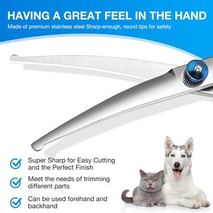 2025 Firelion Gold Dog Grooming Tijeras curvas 6,5/7,0/7,5 pulgadas 440c Tijeras de peluquería de mascotas de borde estrecho hechas de acero inoxidable - Product Image 6