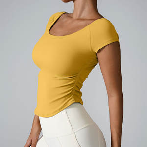 Camiseta Deportiva Corta Ecológica para Mujer, Cuello Redondo, Manga Corta, para Yoga, Spandex/Nailon, Ajustada - Product Image 2