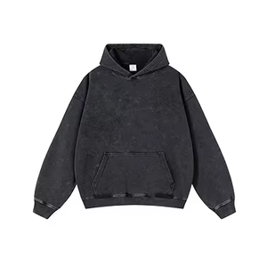 Sweats à capuche en coton haute pour hommes avec impression décolorée au soleil Logo personnalisé lourd et surdimensionné Sweat-shirt à capuche 100% coton délavé - Product Image 2