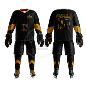 Prix usine 100% Polyester doux au toucher de haute qualité séchage rapide respirant hockey sur glace uniforme ensemble personnalisé couleur Logo en vrac - Product Image 2