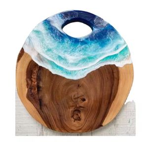 Nuevo artículo, tabla de cortar de mármol blanco y negro de madera de acacia con mango, tabla de cortar de mármol y madera - Product Image 2