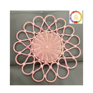 Placa de cargador de ratán redonda rústica, tejido Natural mantel, vajilla decorativa hecha a mano de Vietnam - Product Image 1