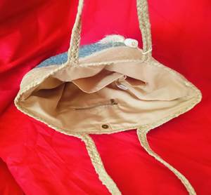 กระเป๋าสะพายไหล่ถักของผู้หญิงหรูหราดีไซน์ใหม่กระเป๋าถือพิมพ์ลายเป็นมิตรกับสิ่งแวดล้อมมีซิปและกระเป๋าสำหรับชายหาดหรือช็อปปิ้ง - Product Image 4